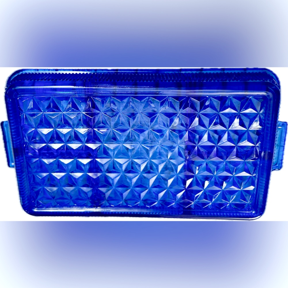 RARE Fostoria America Colbalt Blue 5-part Relish Tray in Metal Holder
No.2056